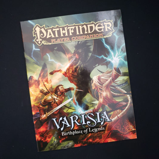 Image shows the front cover of the Varisia, Birthplace of Legends book for the Pathfinder 1E roleplaying game