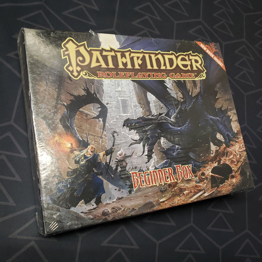 Image shows the front cover of the Beginner Box for the roleplaying game Pathfinder 1E