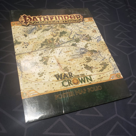 Image shows the front cover of the Campaign Setting: War for the Crown Poster Map Folio for the roleplaying game Pathfinder 1E