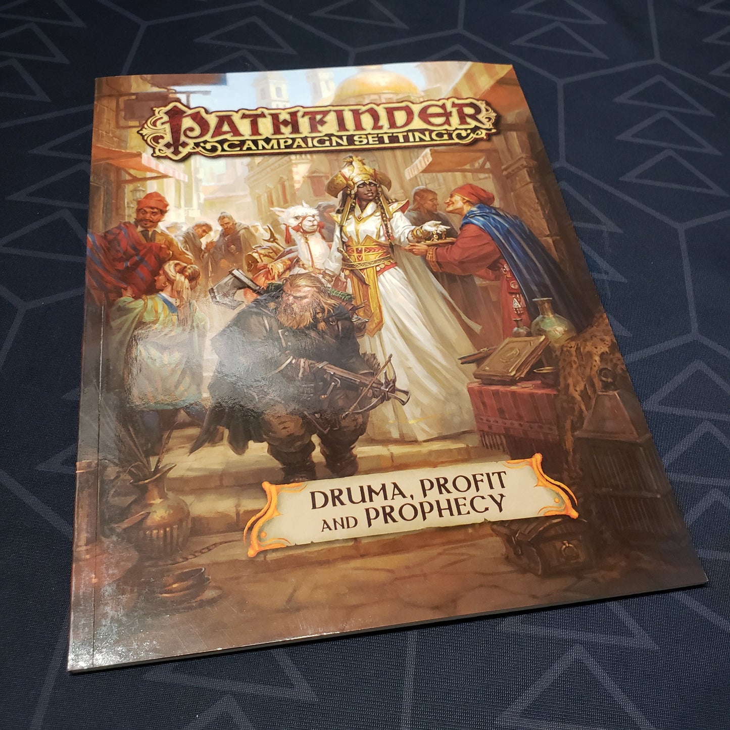 Image shows the front cover of the Druma, Profit and Prophecy book for the roleplaying game Pathfinder 1E