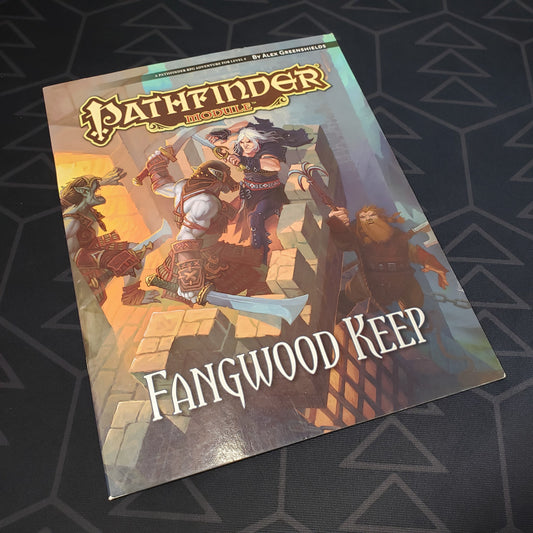 Image shows the front cover of the Fangwood Keep book for the roleplaying game Pathfinder: First Edition