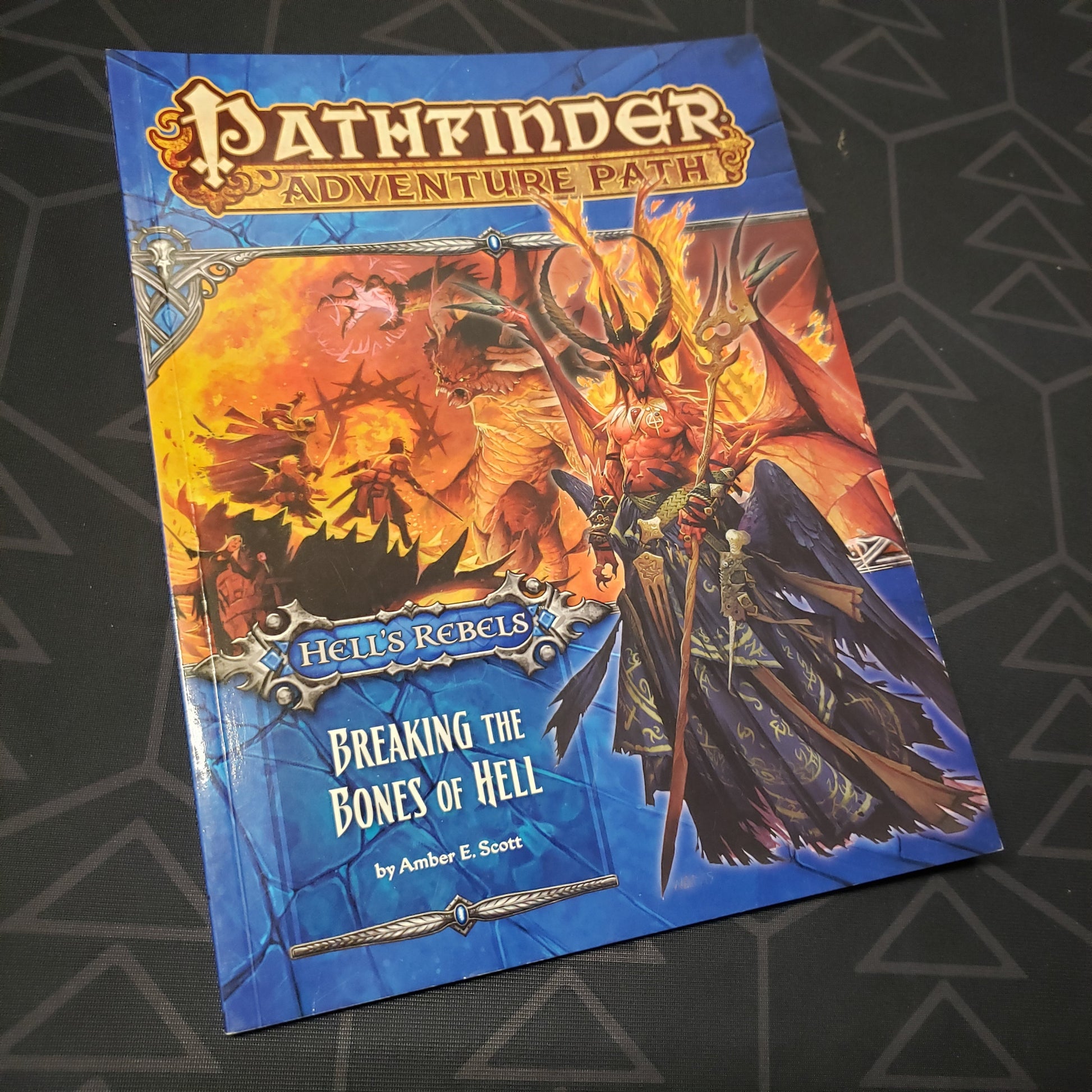 Image shows the front cover of the Hell's Rebels #6: Breaking the Bones of of Hell book for the roleplaying game Pathfinder 1E