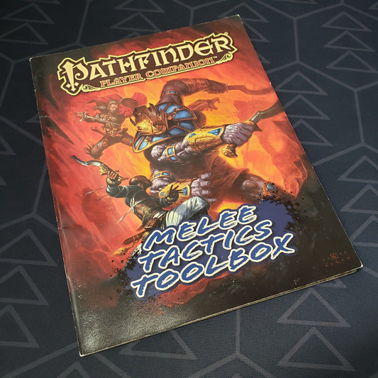 Image shows the front cover of the Melee Tactics Toolbox book for the roleplaying game Pathfinder: First Edition