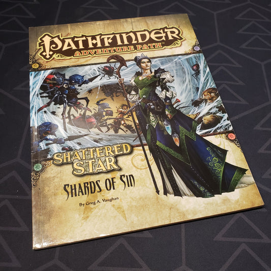 Image shows the front cover of the Shattered Star #1: Shards of Sin book for the roleplaying game Pathfinder 1E