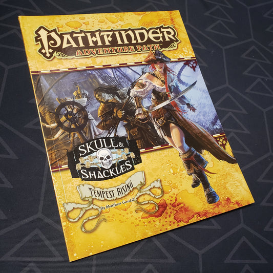 Image shows the front cover of the Skull & Shackles #3: Tempest Rising book for the roleplaying game Pathfinder 1E