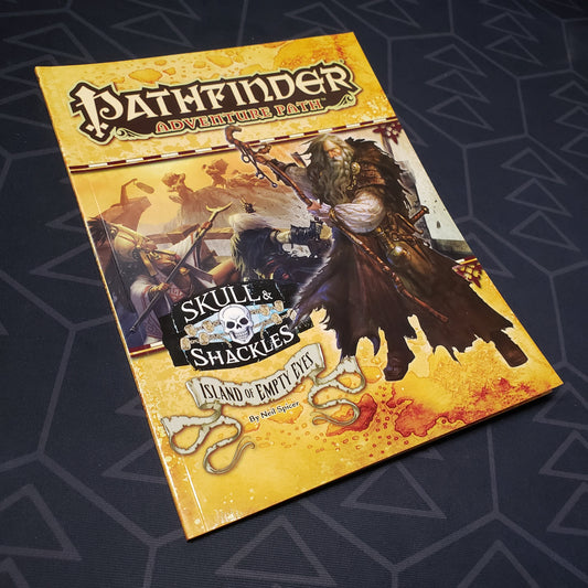 Image shows the front cover of the Skull & Shackles #4: The Island of Empty Eyes book for the roleplaying game Pathfinder 1E