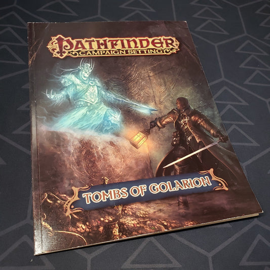 Image shows the front cover of the Tombs of Golarion book for the roleplaying game Pathfinder 1E