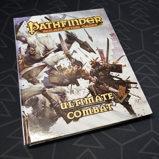 Image shows the front cover of the Ultimate Combat book for the roleplaying game Pathfinder: First Edition