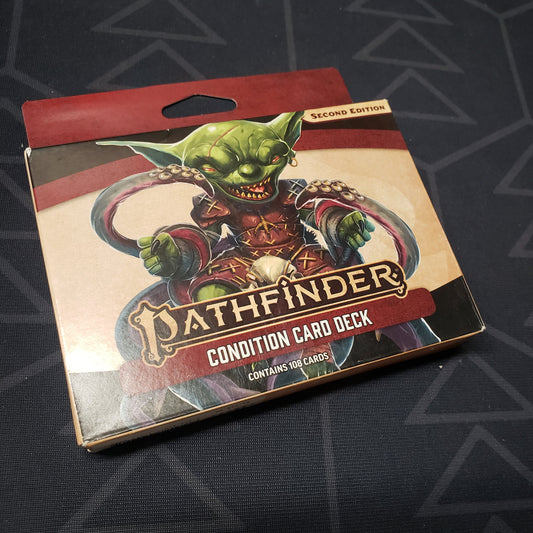 Image shows the front cover of the Condition Card Deck box for the roleplaying game Pathfinder 2E