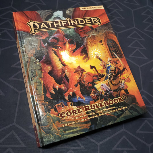 Image shows the front cover of the 2019 Edition core rulebook for the roleplaying game Pathfinder 2E