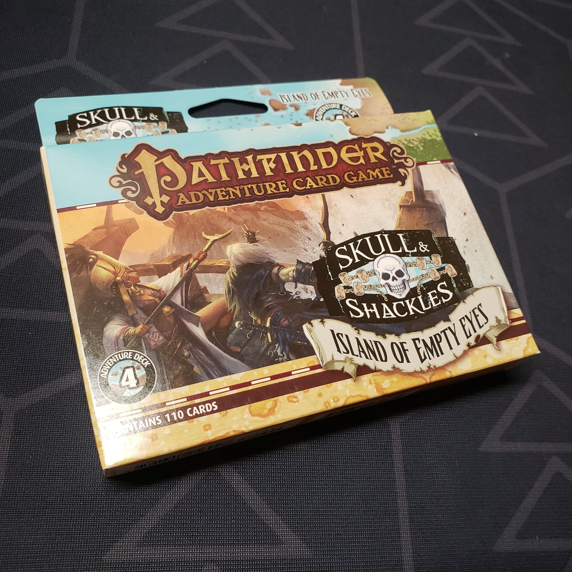 Image shows the front cover of the box of the Skull & Shackles Deck #4: Island of Empty Eyes expansion for the Pathfinder Adventure Card Game