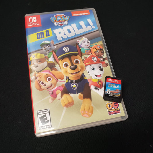 Image shows the case & cartridge for the video game Paw Patrol: On a Roll! for Nintendo Switch