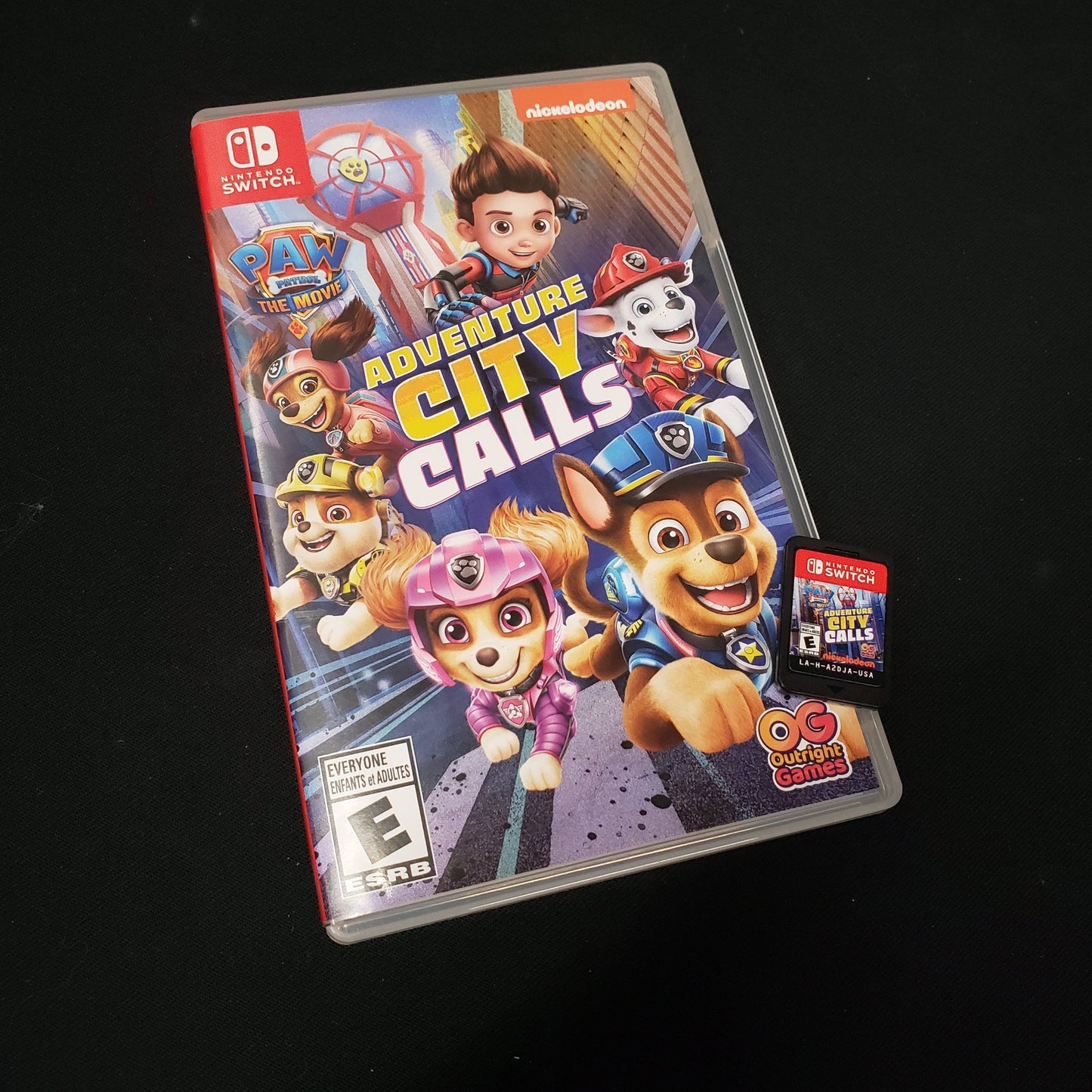 Image shows the case & cartridge for the video game Paw Patrol The Movie: Adventure City Calls for Nintendo Switch