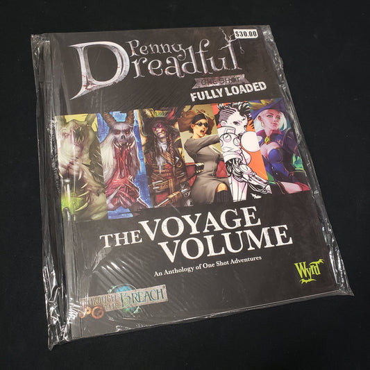 Image shows the front cover of the Penny Dreadful One Shot: The Voyage Volume roleplaying game book