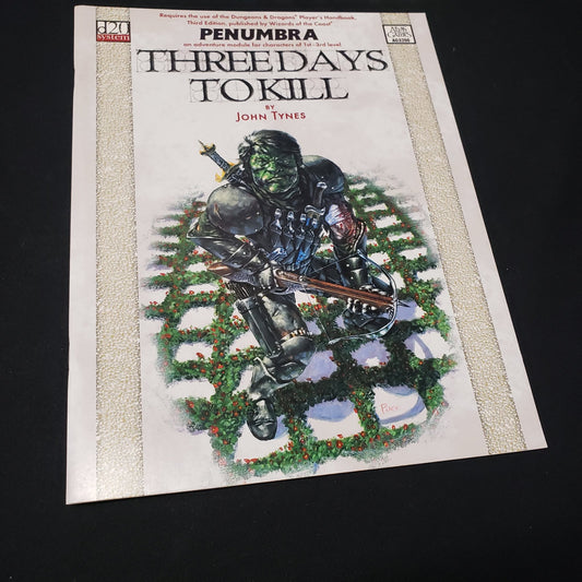 Image shows the front cover of the Penumbra: Three Days to Kill roleplaying game book