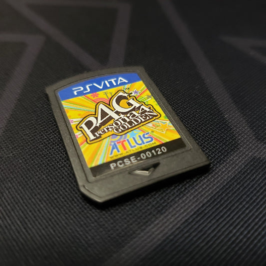 Image shows the cartridge for the game Persona 4 Golden for Playstation Vita