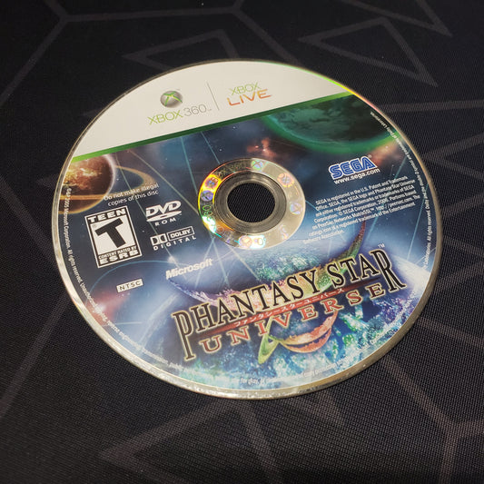 Image shows the game disc for the video game Phantasy Star Universe for Xbox 360