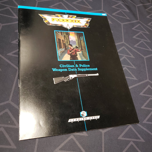 Image shows the front cover of the Civilian & Police Weapon Data Supplement book for the roleplaying game Phoenix Command