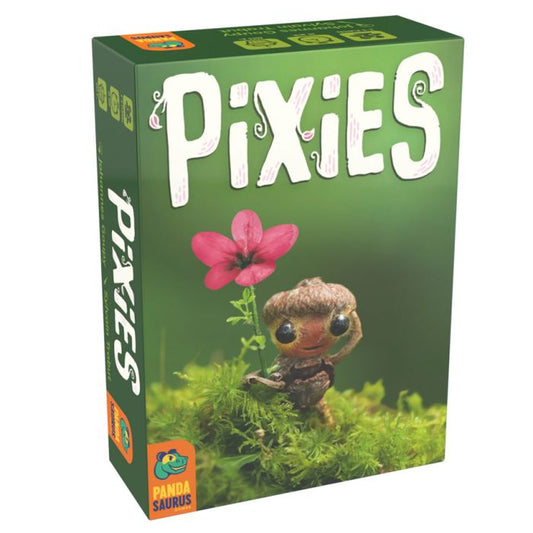 Image shows the front cover of the box of the Pixies card game