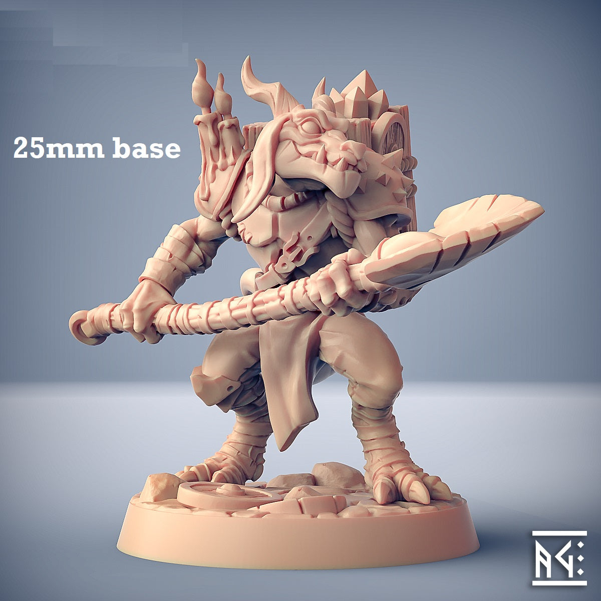 Image shows a 3D render of a kobold miner gaming miniature