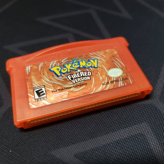 Image shows the front of the cartridge for the game Pokemon FireRed for Nintendo Game Boy Advance