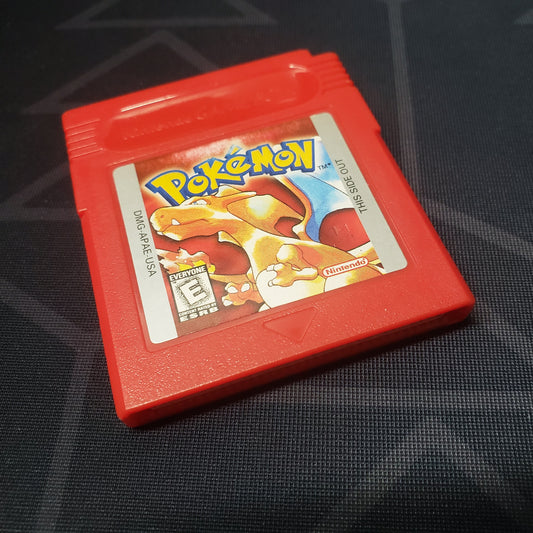 Image shows the outside of the cartridge for the game Pokemon Red for Nintendo Game Boy