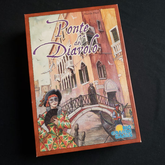 Image shows the front cover of the box of the Ponte del Diavolo board game