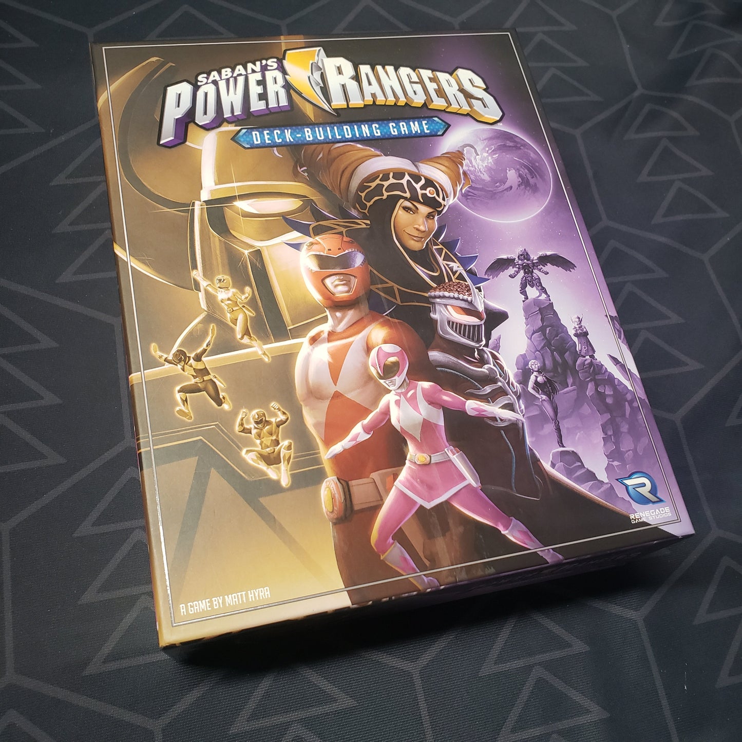 Image shows the front cover of the box for the Power Rangers Deck-Building Game card game