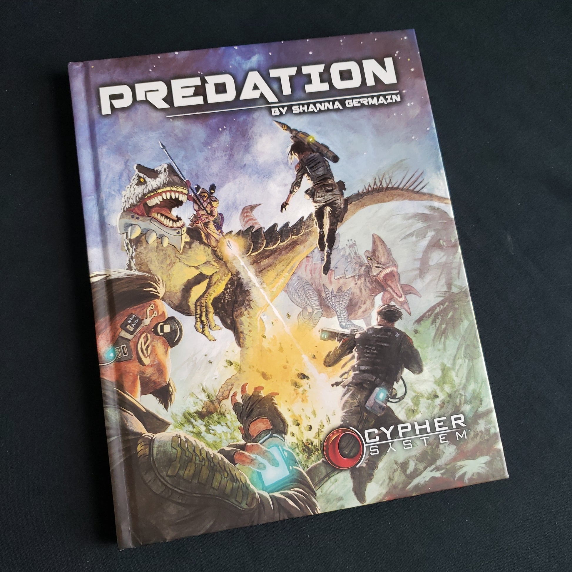 Image shows the front cover of the Predation book for the Cypher System roleplaying game