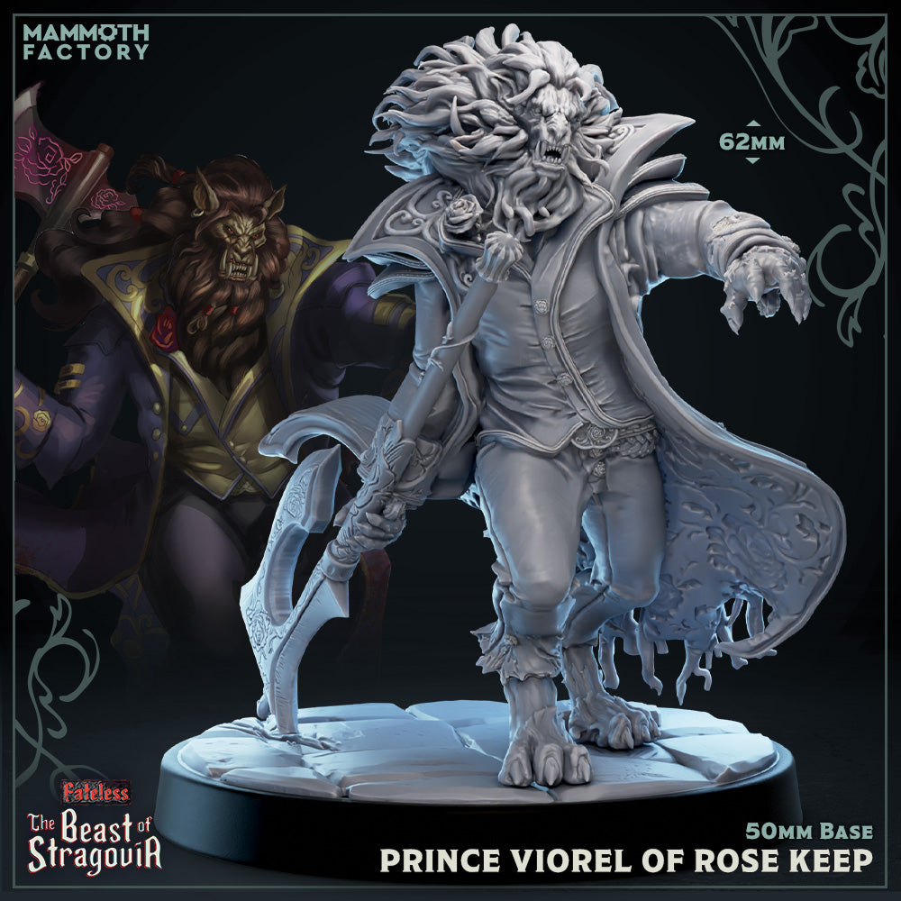 Image shows a 3D render of a beast noble gaming miniature.
