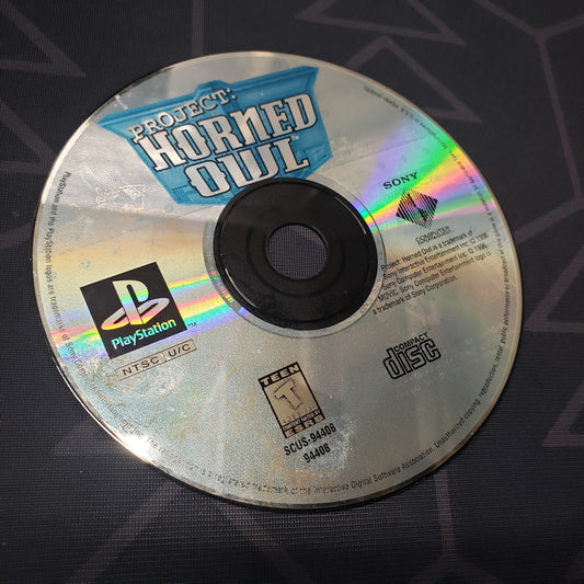 Image shows the label side of the game disc for the video game Project Horned Owl for Playstation 1
