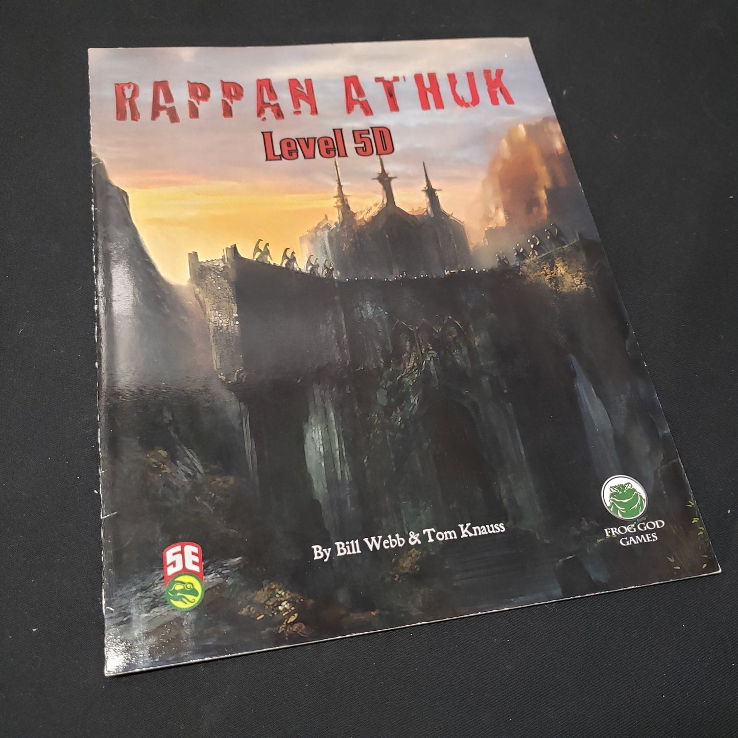 Image shows the front cover of the Rappan Athuk: Level 5D roleplaying game book