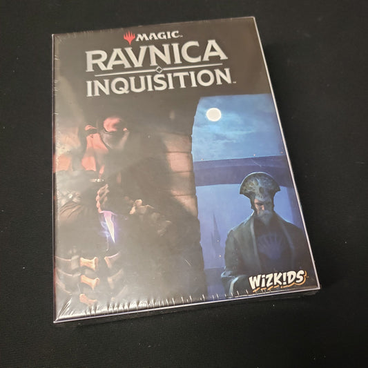 Image shows the front cover of the box of the Ravnica: Inquisition card game