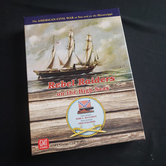 Image shows the front cover of the box of the Rebel Raiders on the High Seas board game