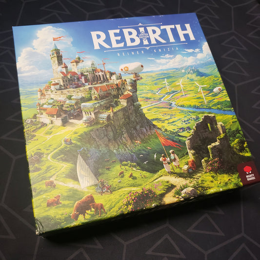 Image shows the front cover of the box for the Rebirth (Limited Edition) board game
