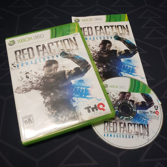 Image shows the case, manual and disc for the video game Red Faction: Armageddon for Xbox 360