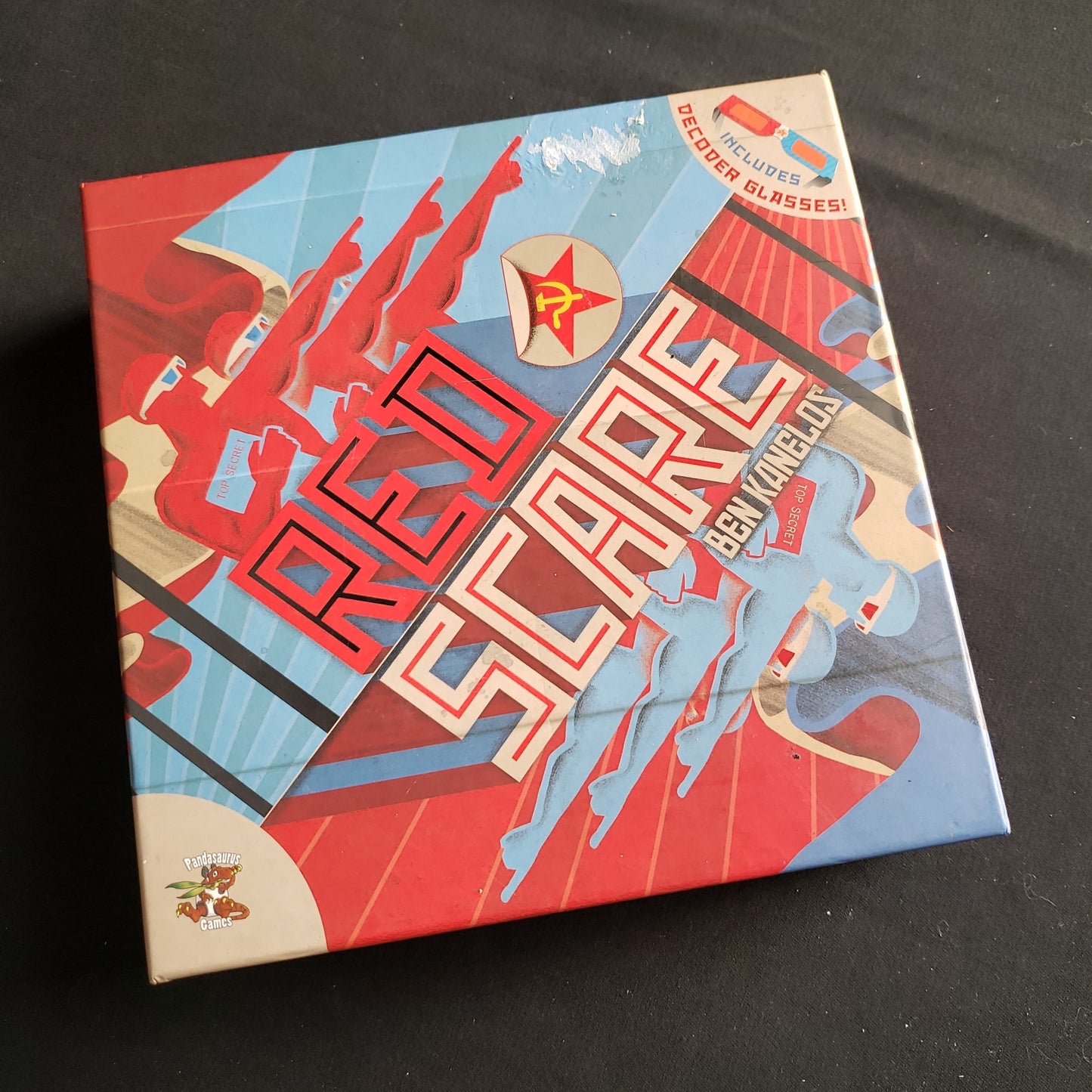 Image shows the front cover of the box of the Red Scare board game