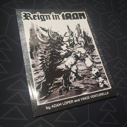 Image shows the front cover of the Reign in Iron wargaming book