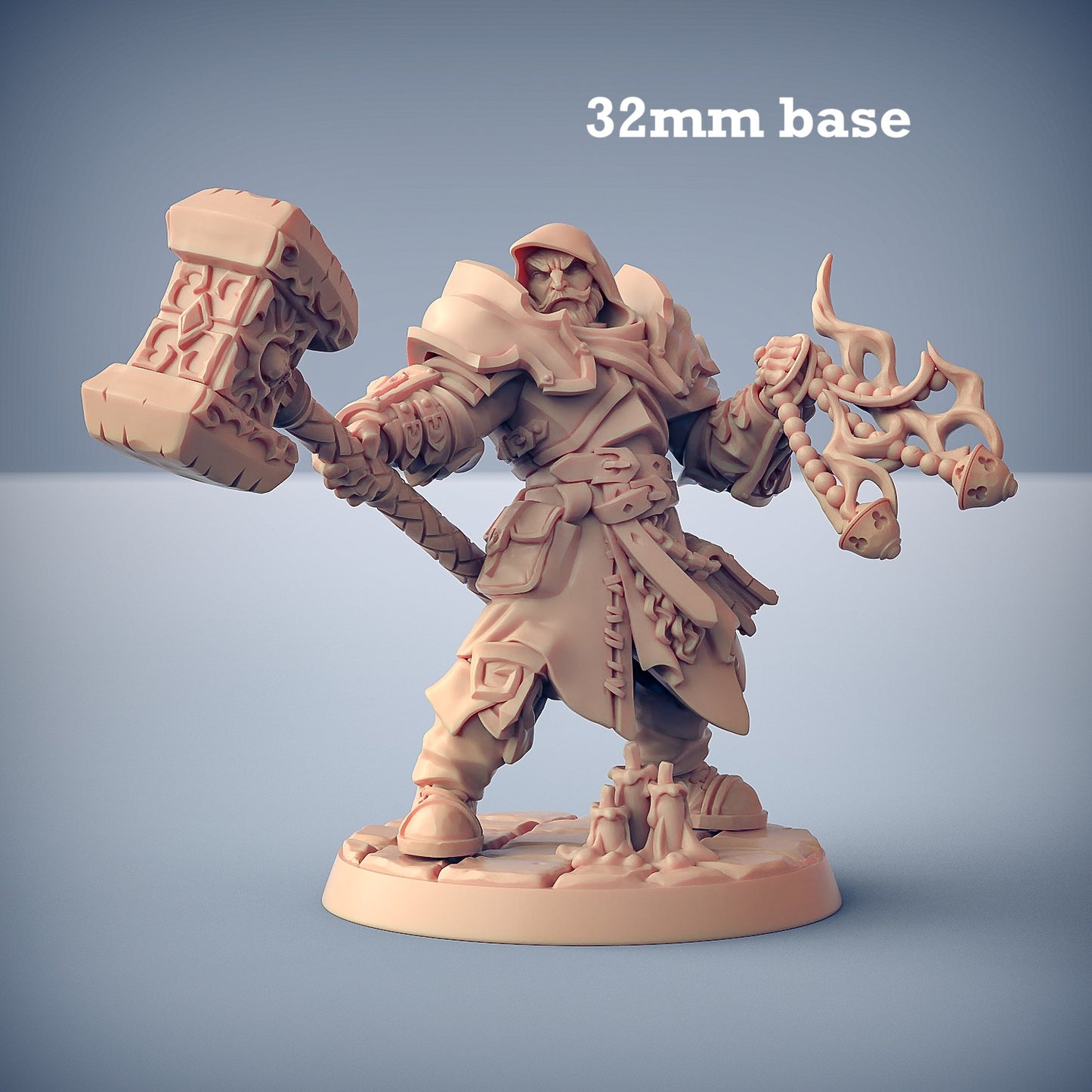 Image shows a 3D render of a human paladin gaming miniature.