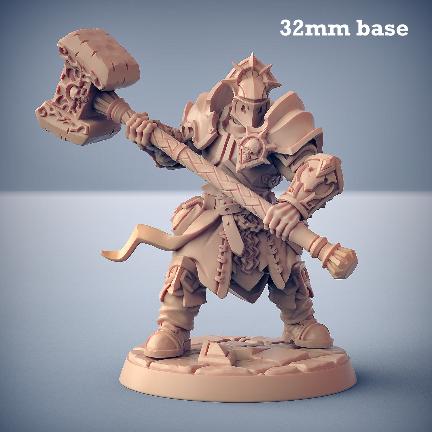Image shows a 3D render of a human paladin gaming miniature.