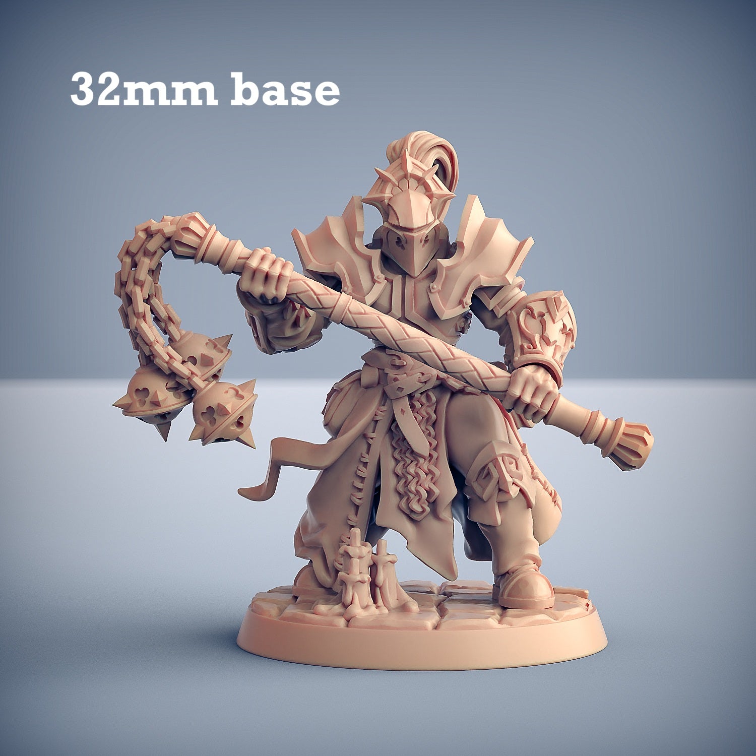 Image shows a 3D render of a human paladin gaming miniature.