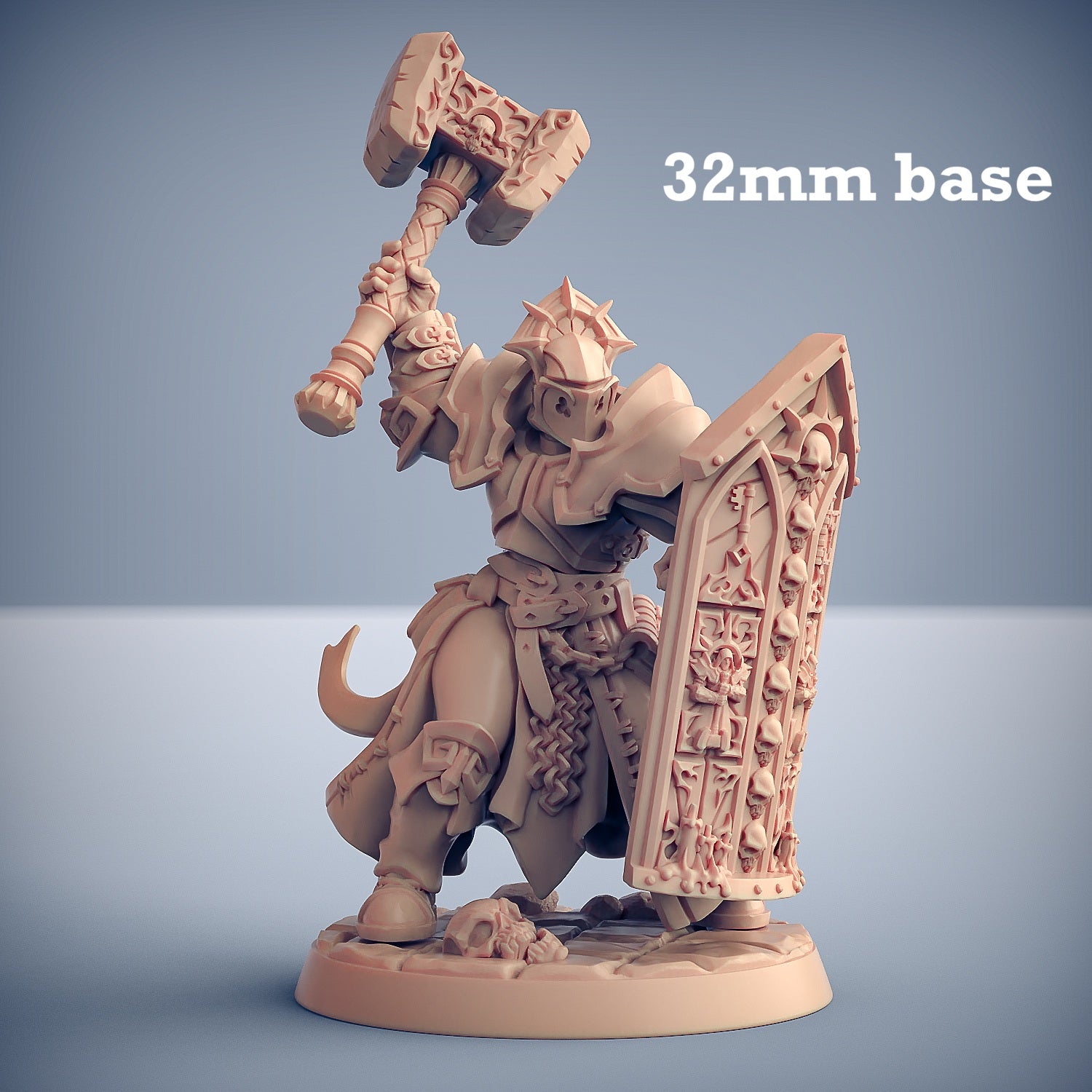 Image shows a 3D render of a human paladin gaming miniature.