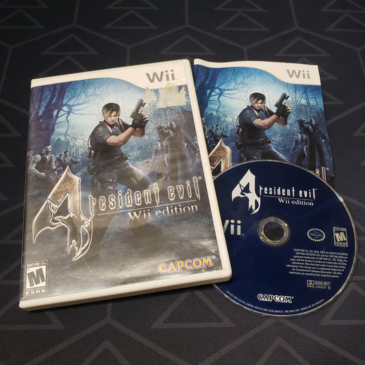 Image shows the case, manual & disc for the video game Resident Evil 4 for Nintendo Wii