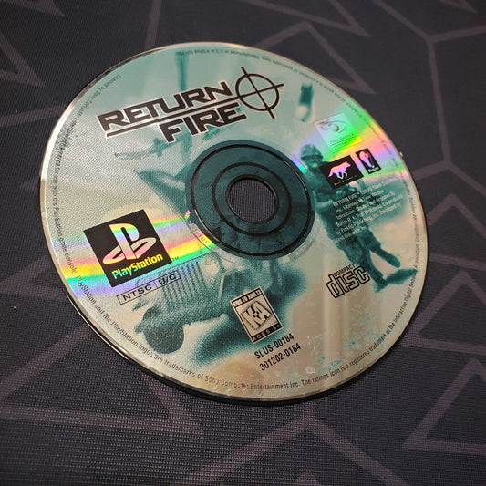Image shows the label side of the game disc for the video game Return Fire for Playstation 1