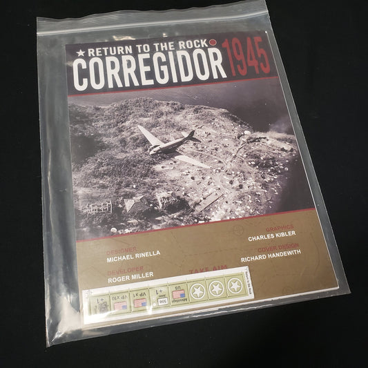 Image shows the baggie package of the board game Return to the Rock: Corregidor, 1945