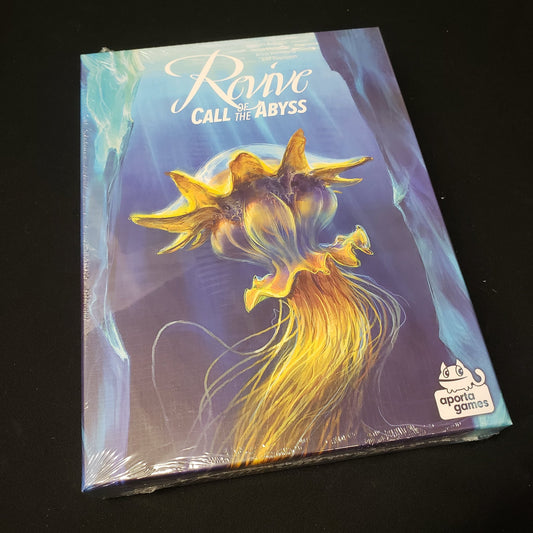 Image shows the front cover of the box of the Call of the Abyss expansion for the board game Revive