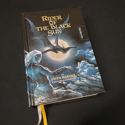 Image shows the front cover of the Rider of the Black Sun roleplaying game book