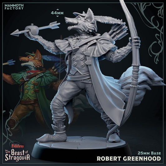 Image shows a 3D render of a fox ranger gaming miniature.