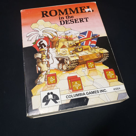 Image shows the front cover of the box of the Rommel in the Desert board game