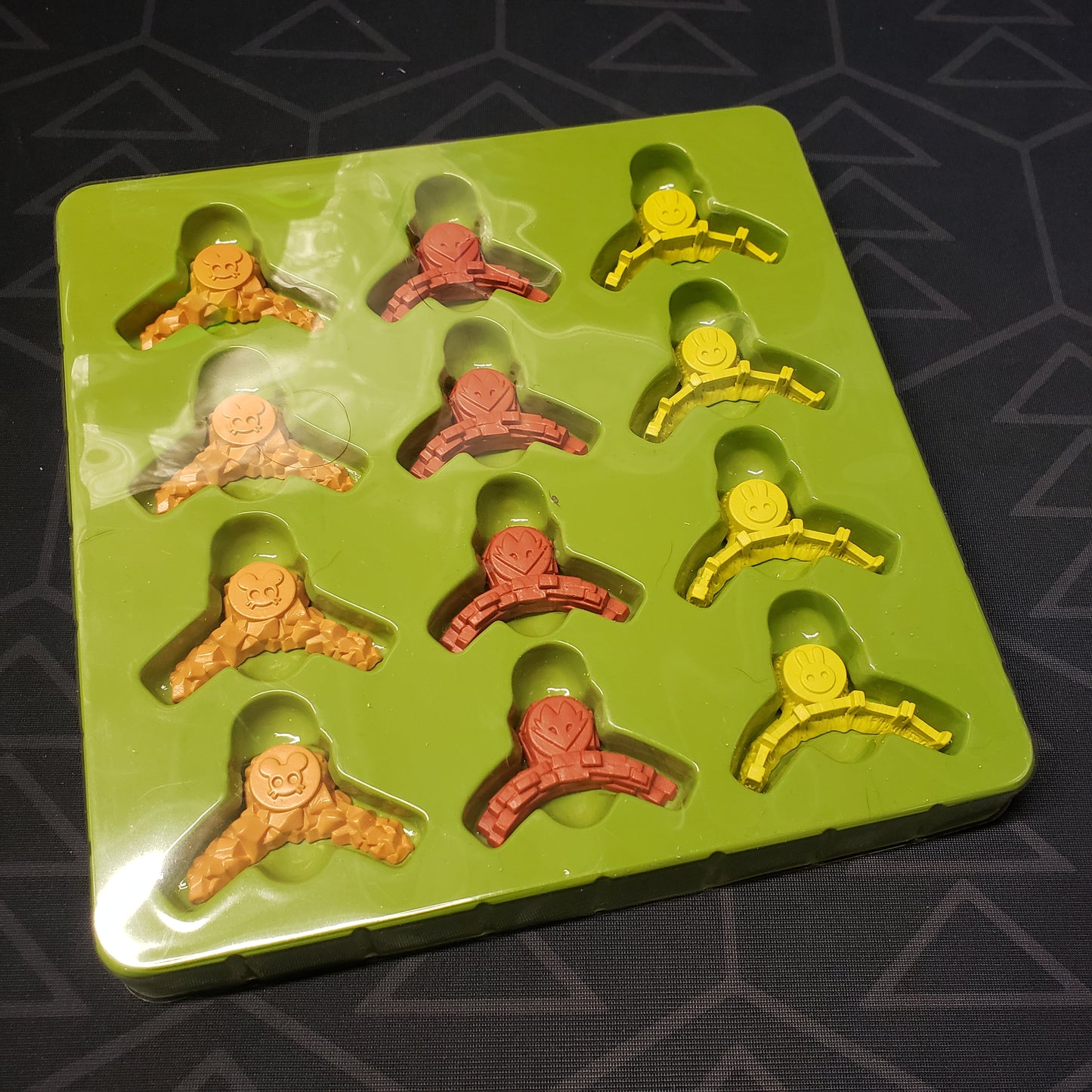 Image shows the inner packaging and components for the resin Clearing markers Upgrade pack from the board game Root